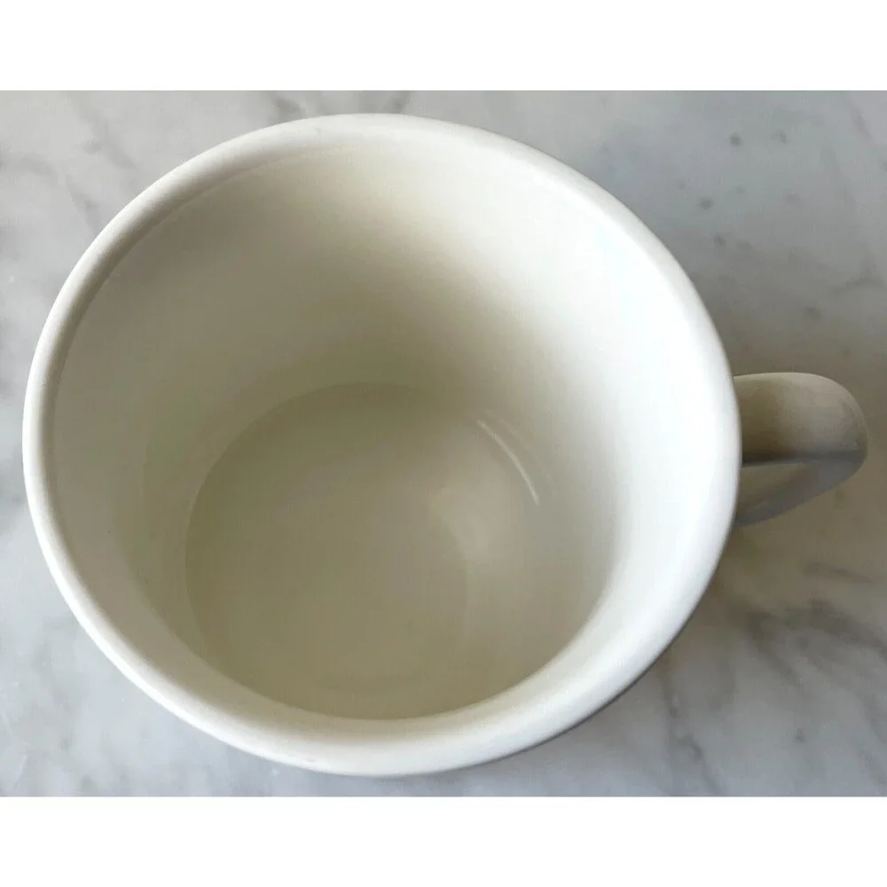 Pottery Barn & Denise Fiedler Mug Whimsical Cat WIth Wrapped Gift Coffee Cup